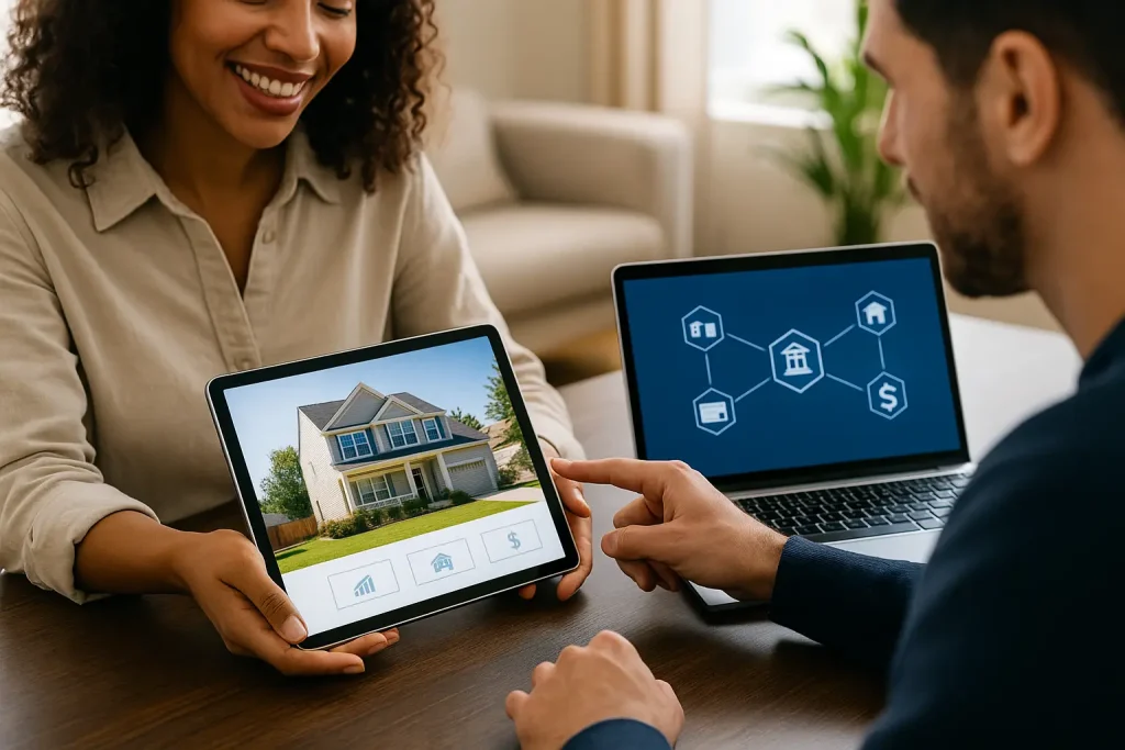 SattaPe Adding profit to your life... Investors reviewing property portfolios on laptops and tablets as part of fractional real estate investments in the United States